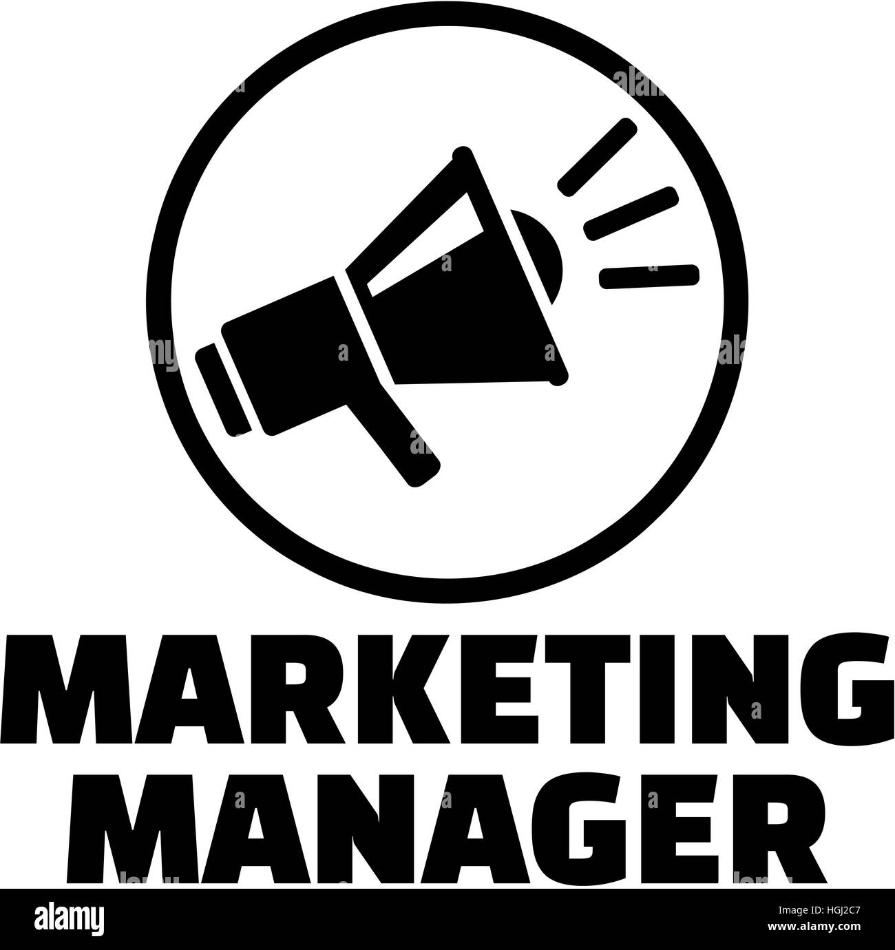 Marketingmanager mit Megaphon Symbol Stockfoto