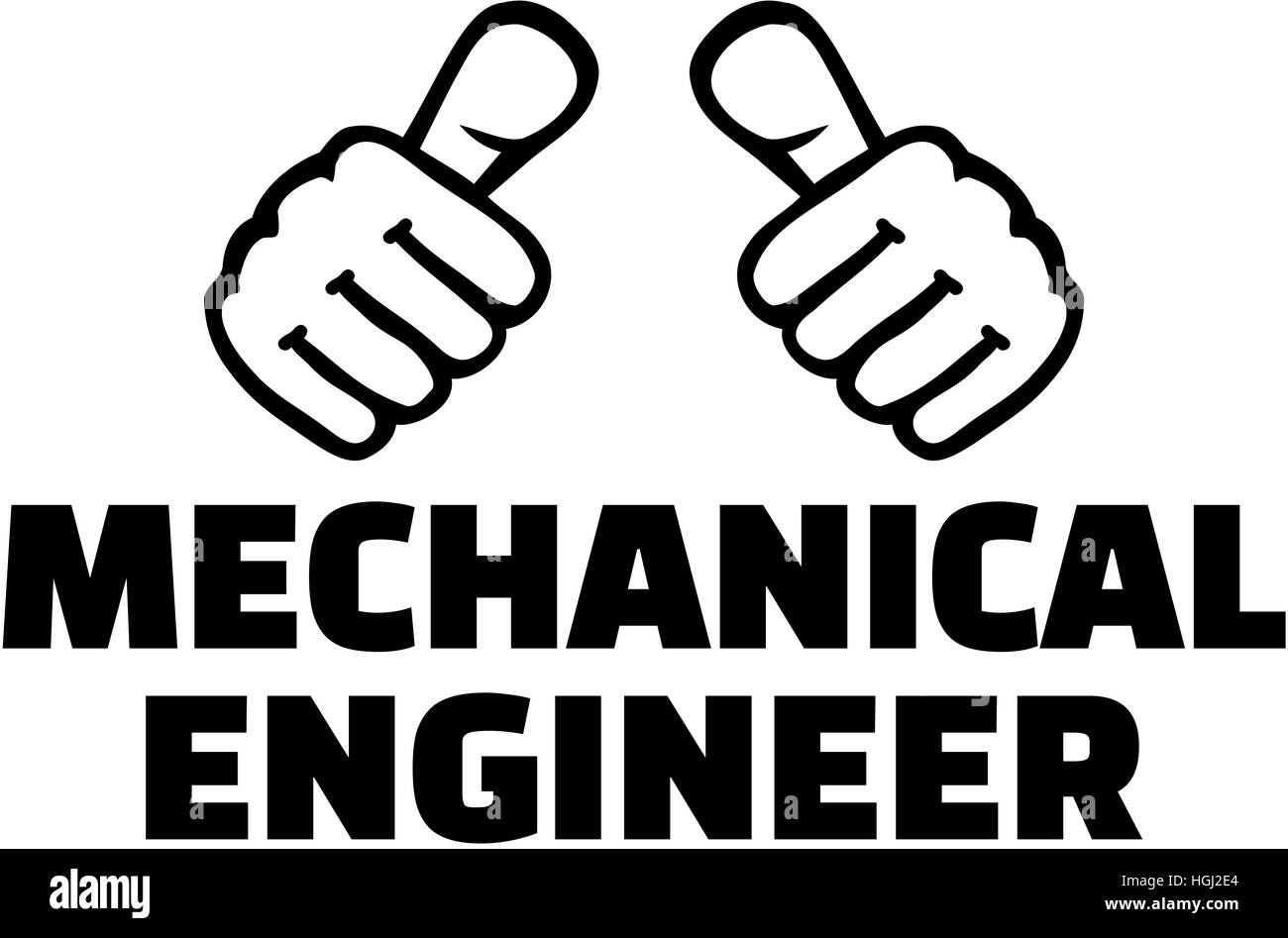 Maschinenbau-Ingenieur Daumen. T-shirt-Design. Stockfoto