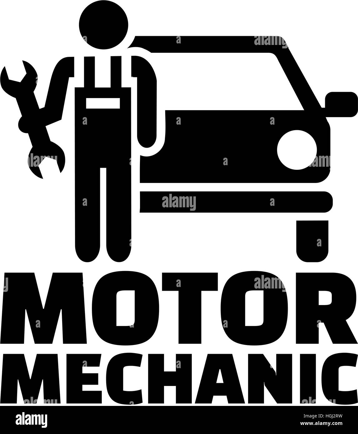 Motor mechanische Symbol mit Berufsbezeichnung Stockfoto