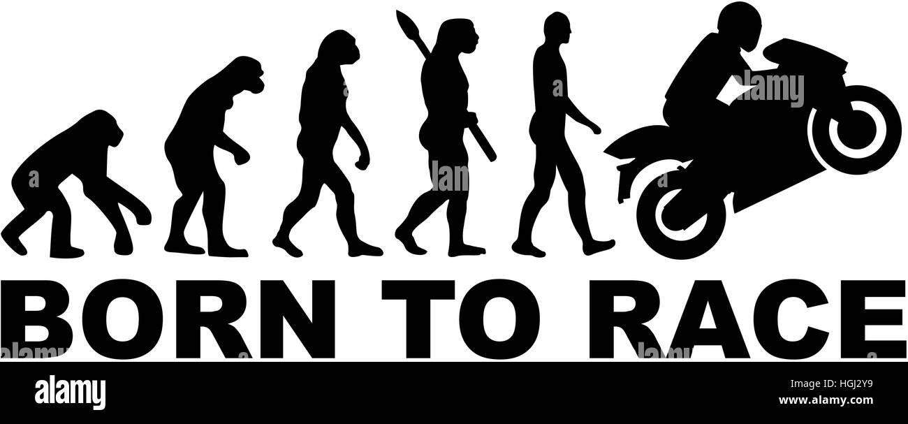 Evolution-Motorrad. Geboren, um zu Rennen. Stockfoto