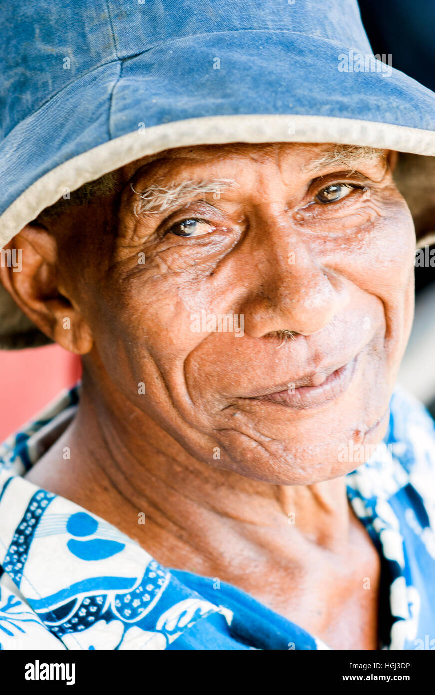 Ältere Fijian Mann in Sigatoka Stockfoto