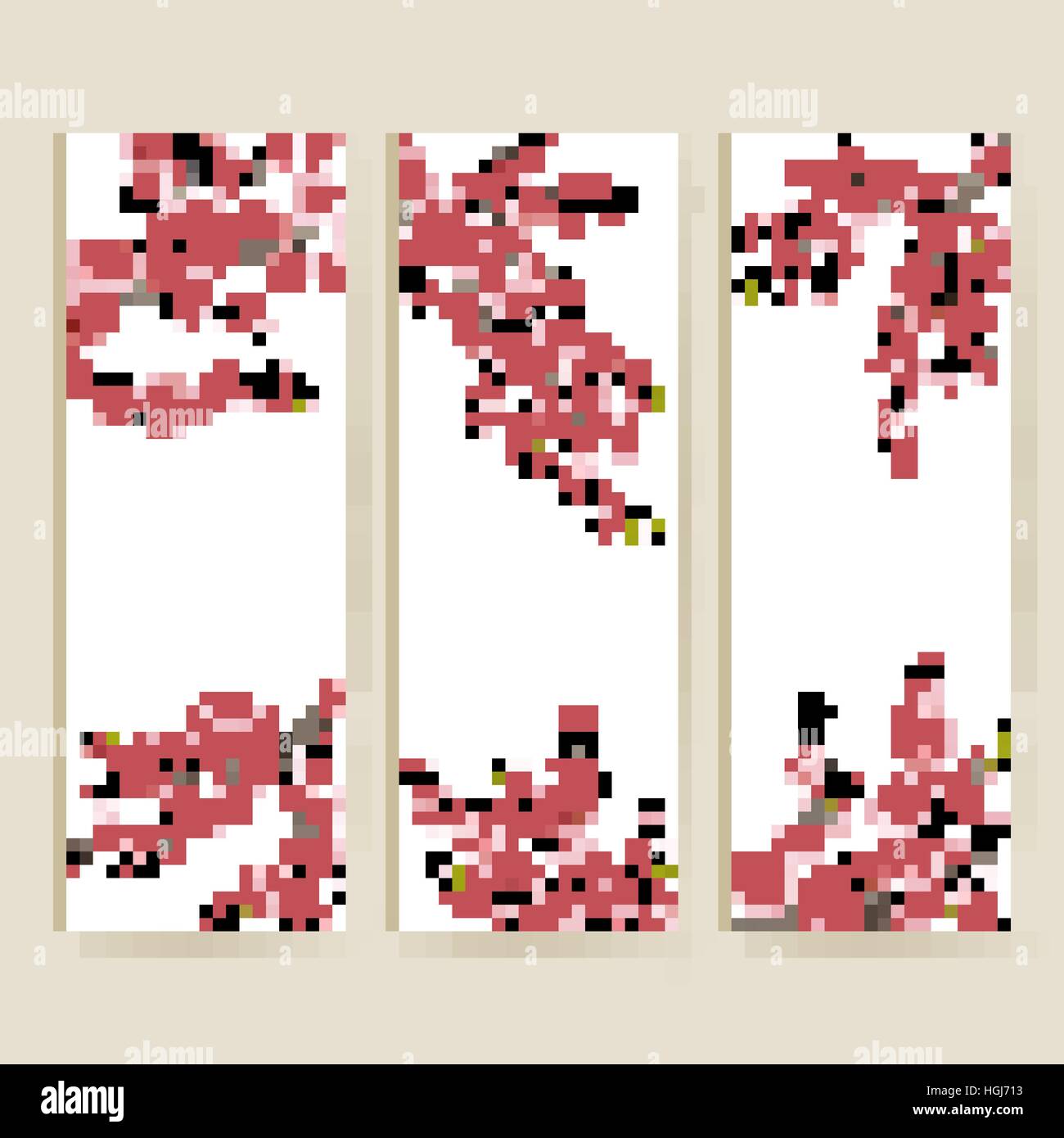 Reihe von Bannern mit Sakura Blumen blühen. EPS 10 Stock Vektor