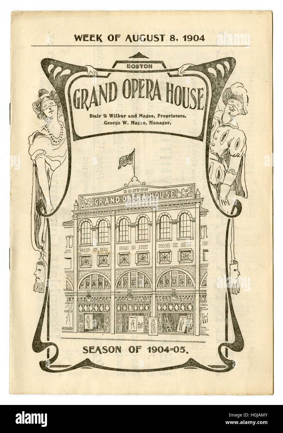 Antike Theaterprogramm aus Boston Grand Opera House, Woche des 8. August 1904. Stockfoto