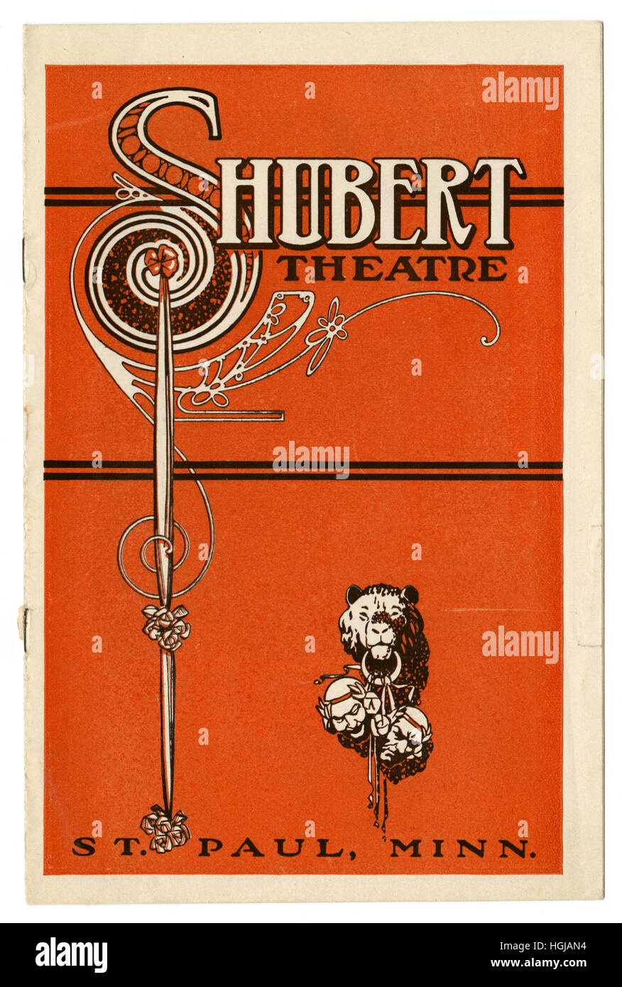 Antike 1914 Theaterprogramm aus Schubert Theatre in St. Paul, Minnesota. Stockfoto