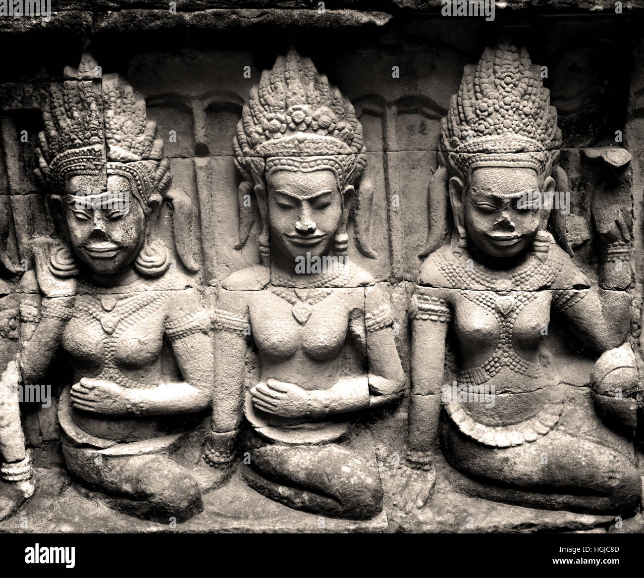 Die Terrasse des Lepra-Königs befindet sich in der nordwestlichen Ecke des Royal Square von Angkor Thom, Kambodscha. Es entstand im Bayon-Stil unter Jayavarman VII, obwohl der moderne Name leitet sich von 15. Jahrhundert Skulptur auf dem Gelände entdeckt. Die Statue zeigt den Hindu-Gott Yama, dem Gott des Todes (Angkor Komplex verschiedene archäologische Hauptstädte Khmer Reich 9-15. Jahrhundert Angkor Kambodscha) Stockfoto