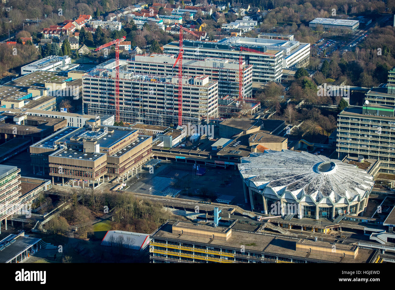 Luftaufnahme, Ruhr-Universität Bochum mit einem neuen Geist GD Wissenschaft Gebäude, Bochum, Ruhr Gebiet, North Rhine-Westphalia, Deutschland Stockfoto