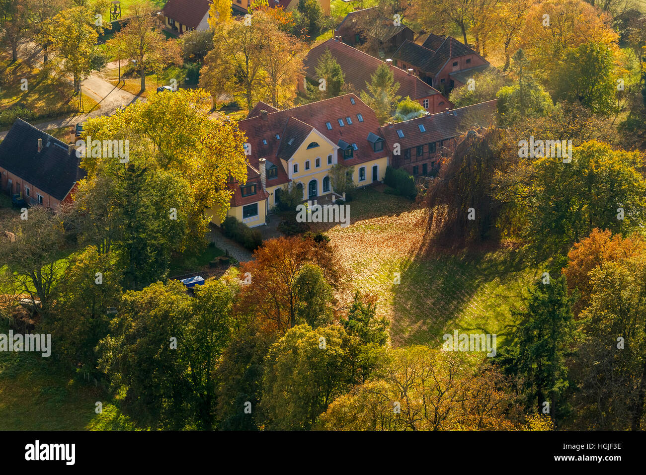 Luftbild, Landsitz Solzow, Solzow Gutshaus, Vipperow, Mecklenburger Seenplatte, Mecklenburg-Western Pomerania, Deutschland, Stockfoto