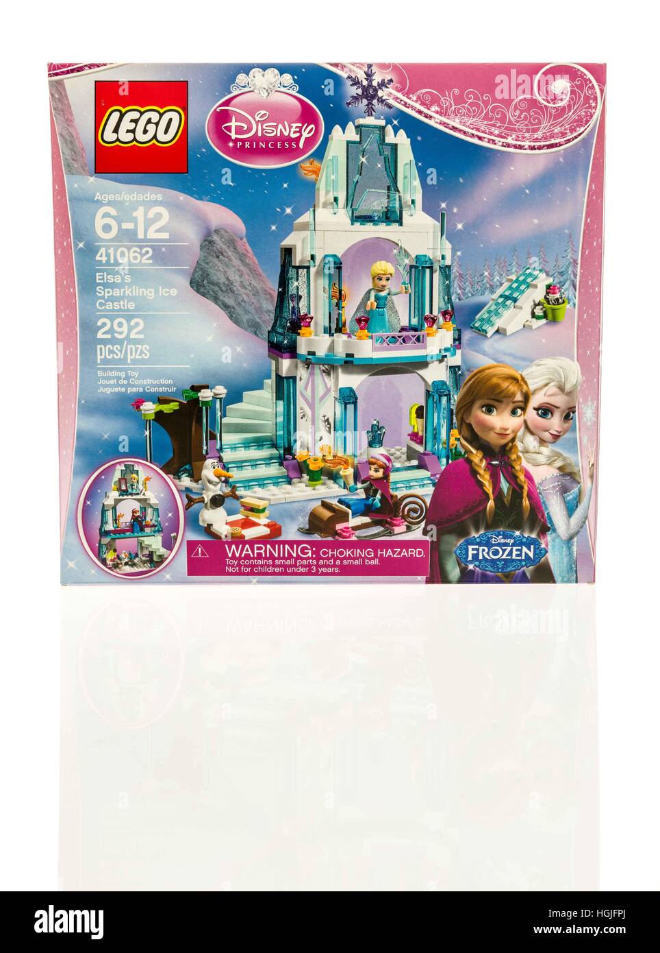 Winneconne, Wisconsin - 8. Januar 2017: Box von Lego ist featuring Frozen von Disney auf eine isolierte Hintergrund. Stockfoto