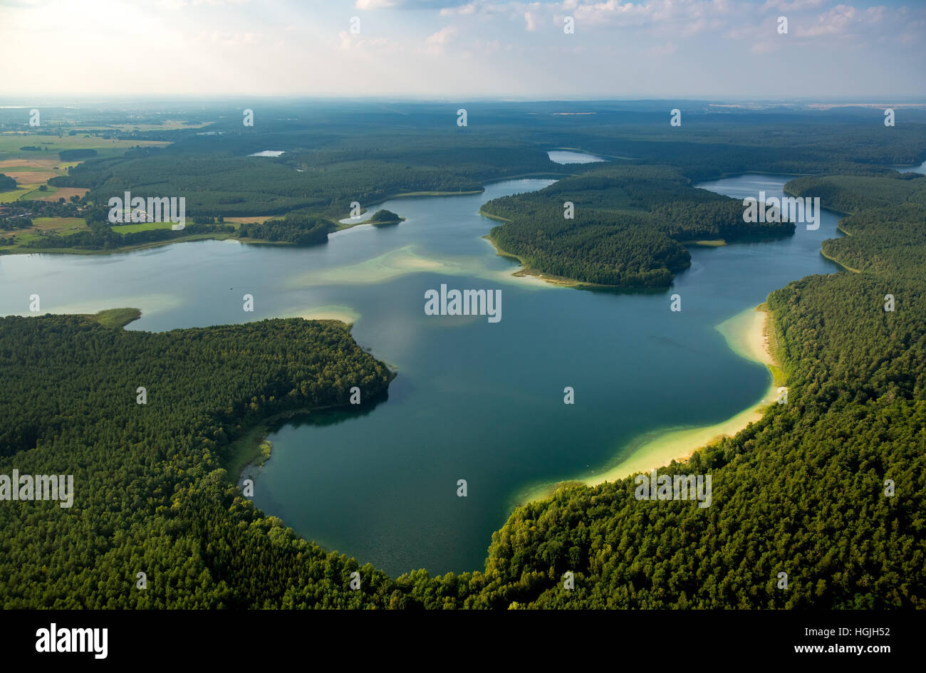 Gröberen Fürstenseer See, See, Waldlandschaft, Müritz-Nationalpark, Mecklenburgische Seenplatte Stockfoto