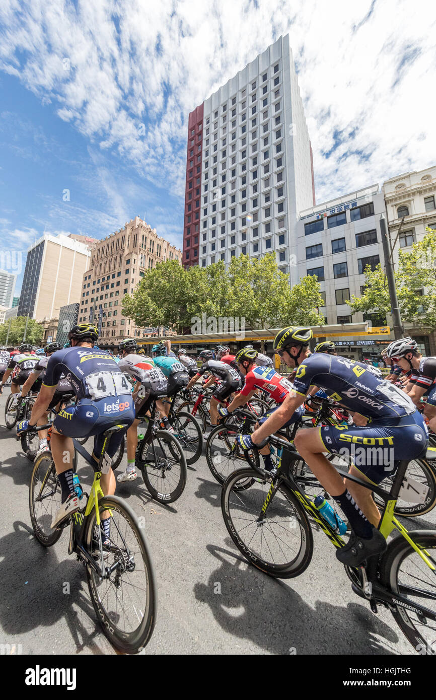 Adelaide, Australien. 22. Januar 2017. Radfahrer von Orica - Scott Team (ORS) während der 6. Etappe der Santos Tour Down bis 2017. Bildnachweis: Ryan Fletcher/Alamy Live-Nachrichten Stockfoto