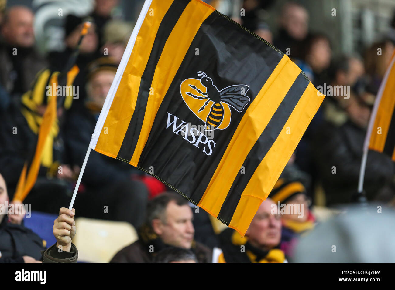 Parma, Italien. 22. Januar 2017. London Wasps Fans sind bereit für das Spiel gegen Zebre in EPCR Champions Cup © Massimiliano Carnabuci/Alamy Nachrichten Stockfoto