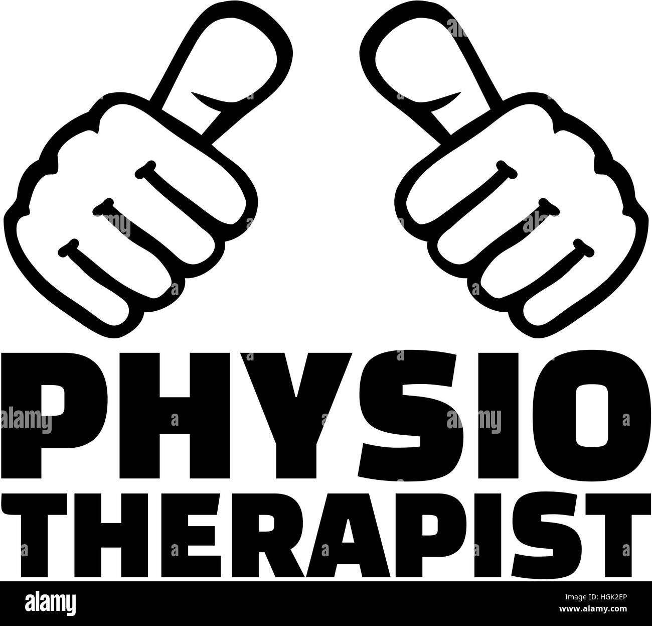 Physiotherapeut mit Daumen. T-shirt-Design. Stockfoto