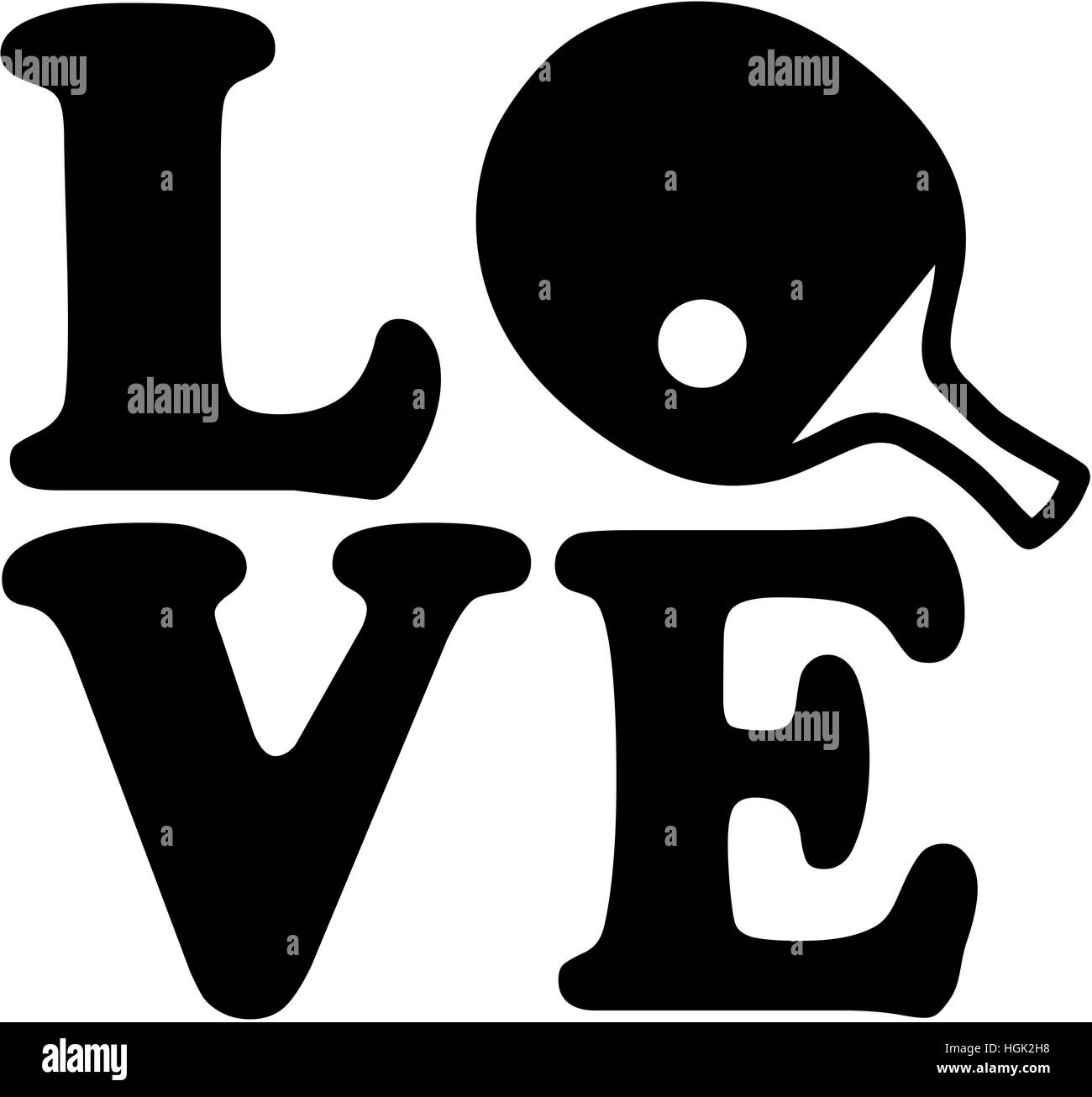 Tischtennis-Liebe mit Fledermaus Stockfoto