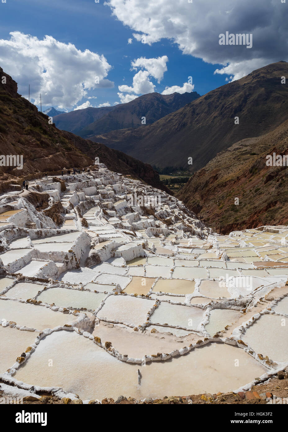 Marasal Salzbergwerk bei Maras, Heiliges Tal, Peru Stockfoto