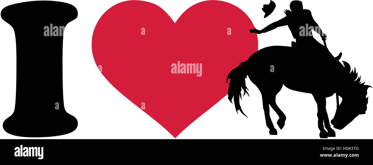 Ich liebe Rodeo cowboy Stockfoto