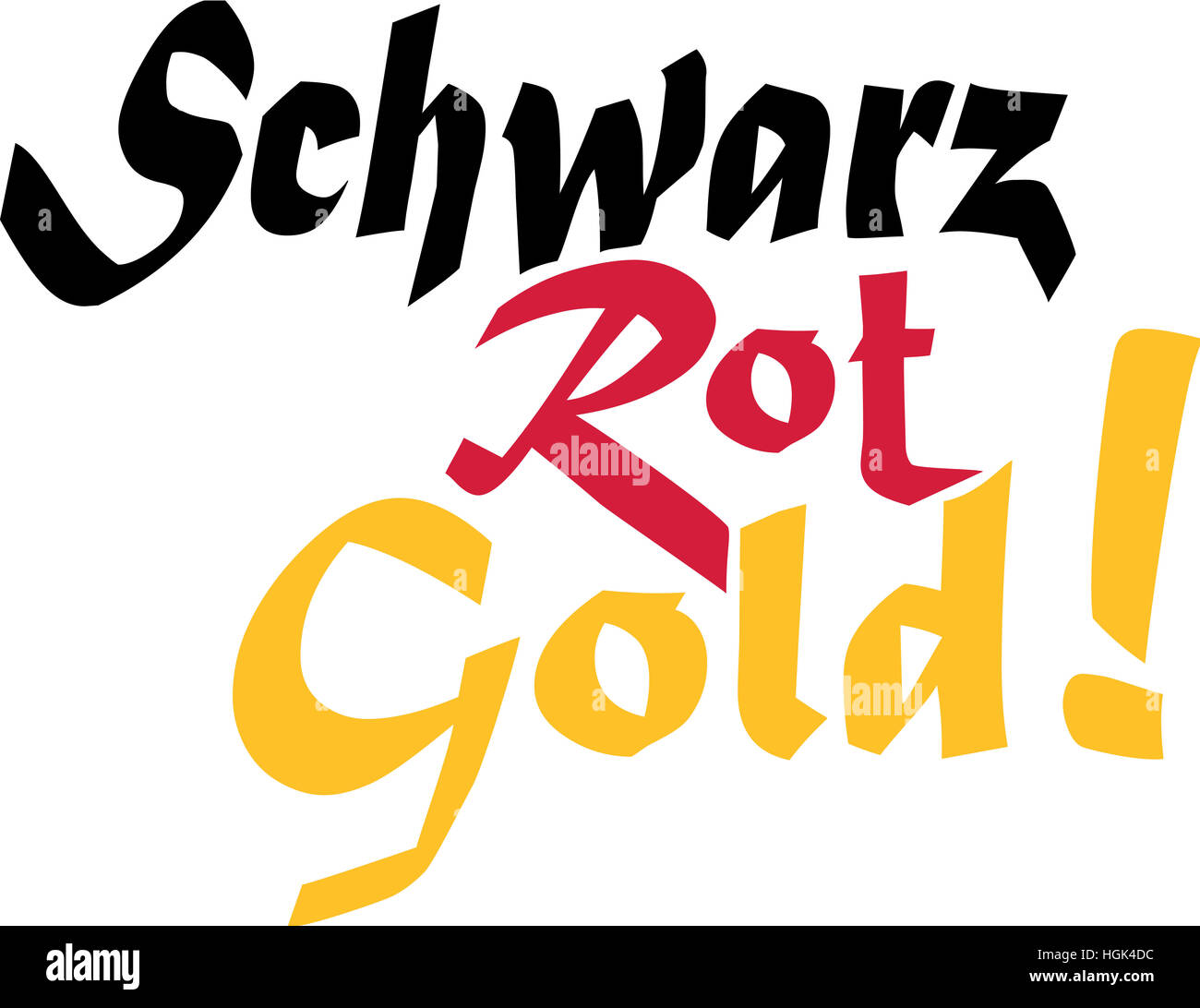 Deutschland-Flagge-Farben. Schwarz rot Gold in deutscher Sprache. Stockfoto