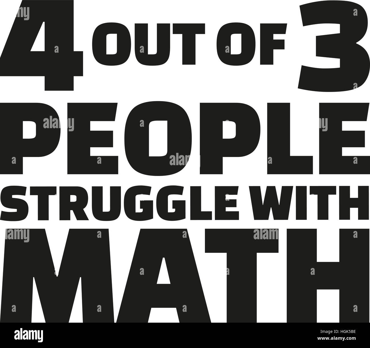 Vier von drei Menschen kämpfen mit Mathematik. Angebot. Stockfoto