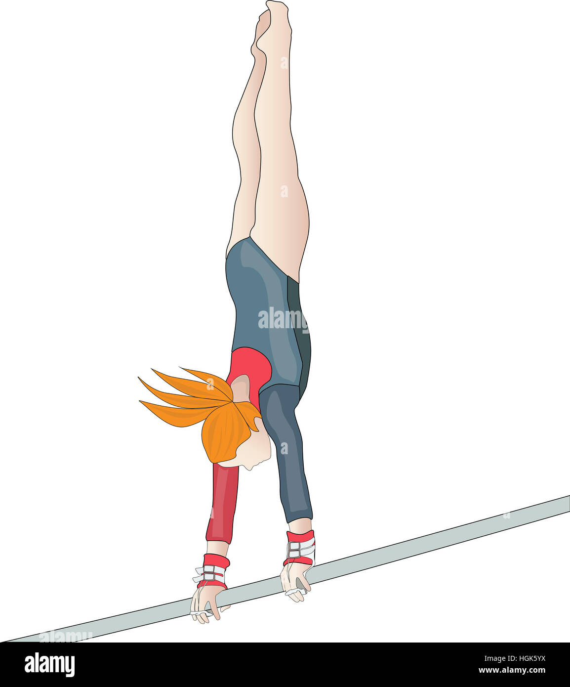 Mädchen Turnerin Sportler trainieren Querbalken im Gymnastik-Wettbewerbe Stockfoto