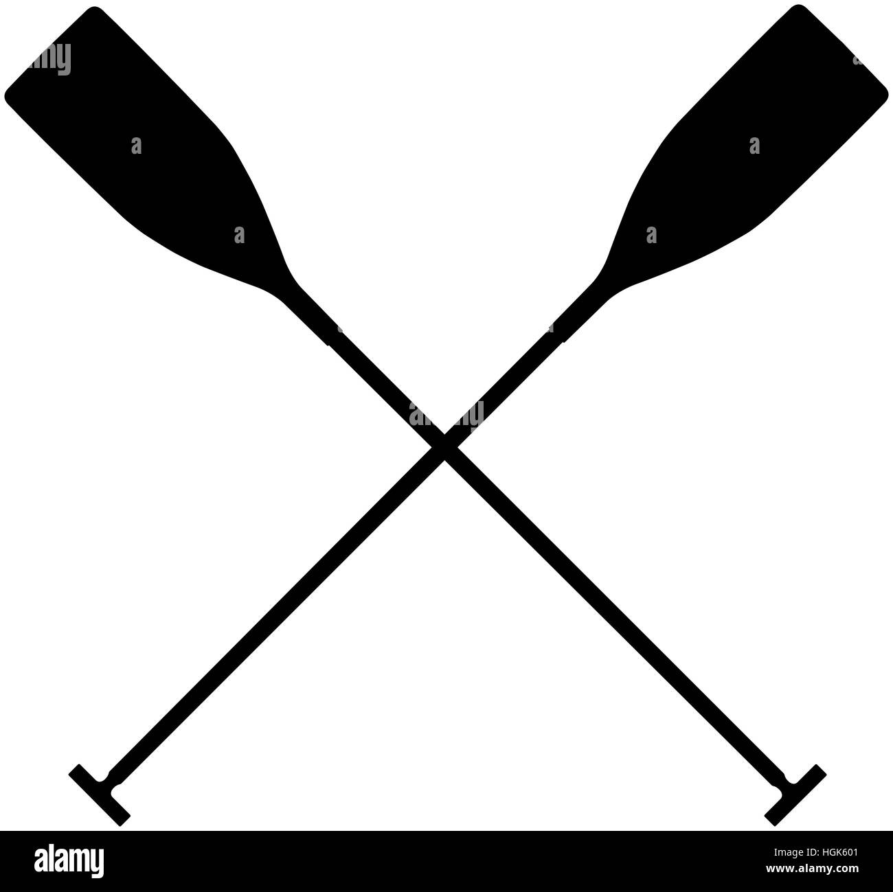 echte Sport-Paddel zum Kanu fahren. schwarze Silhouette Criss cross Stockfoto