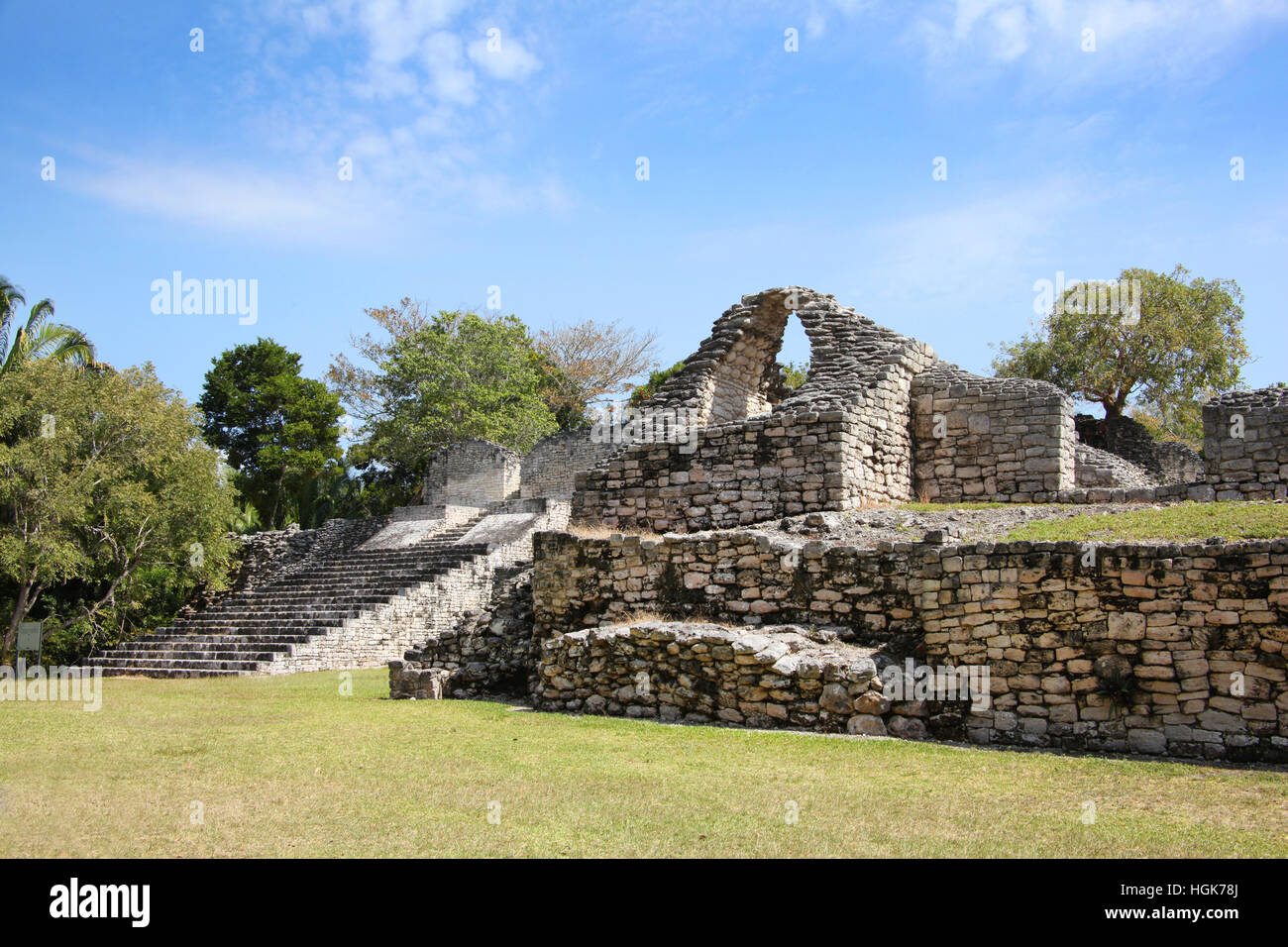 Kohunlich ist eine große archäologische Stätte der präkolumbischen Maya-Zivilisation, Yucatán Halbinsel, Quintana Roo, Mexiko. Stockfoto
