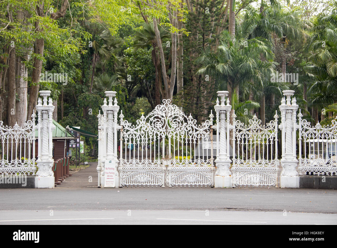 Historisches Eingangstor, Sir Seewoosagur Ramgoolam Botanic Garden Pamplemousses, Mauritius Stockfoto