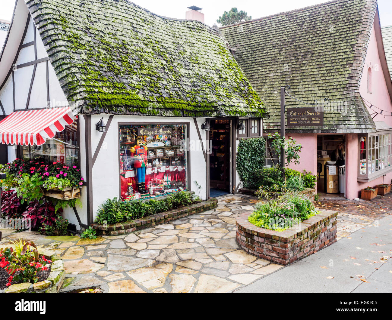 Märchenhafte Hütten im malerischen Carmel eine kleine Stadt auf der Halbinsel Monterey in Kalifornien. Stockfoto