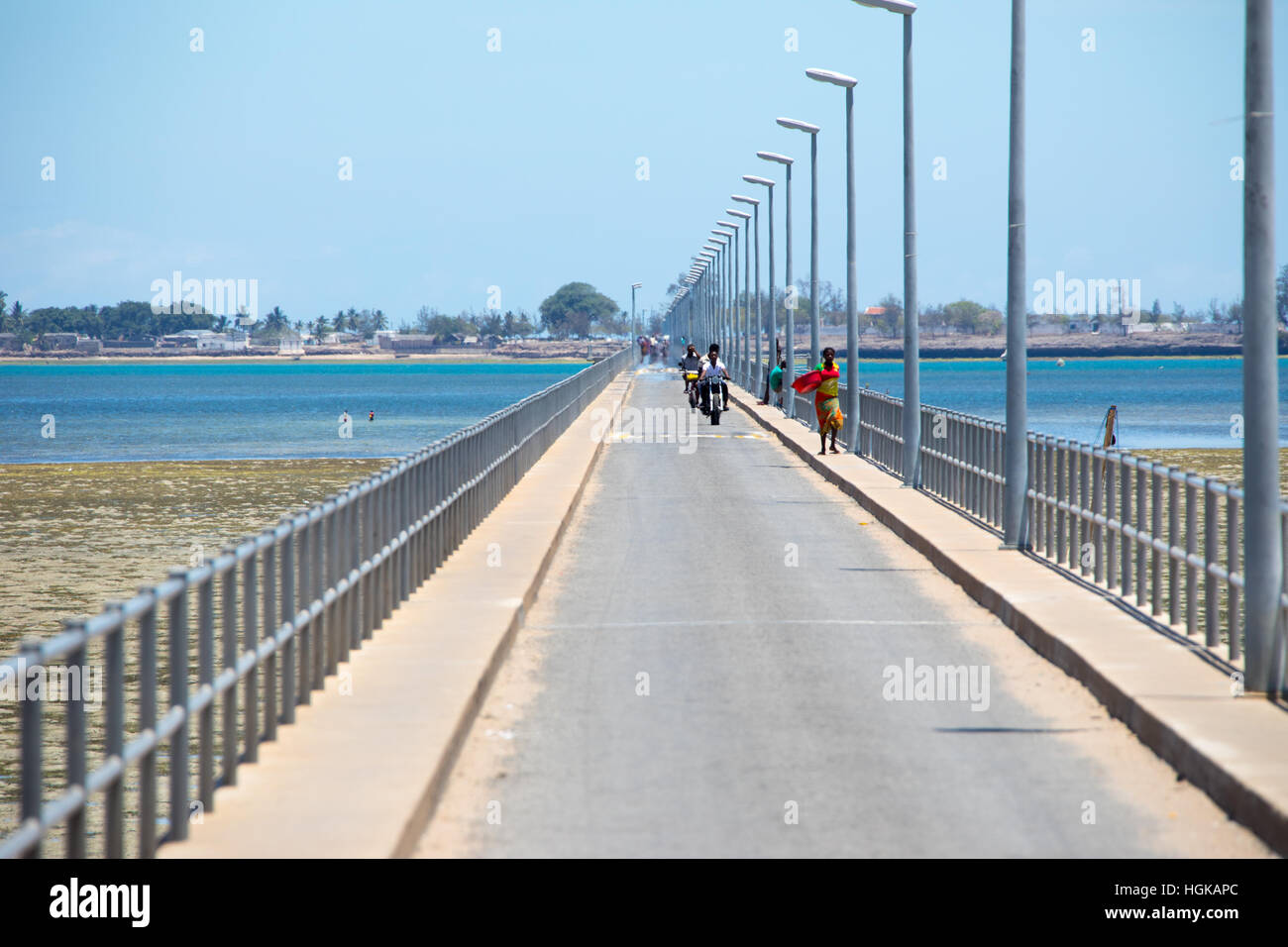 2 Meile Brücke nach Mozambique Island (Ilha de Mocambique), Mosambik Stockfoto