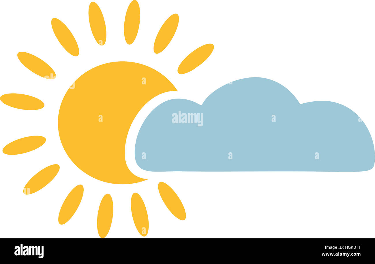 Sonne mit hellblauen Wolkensymbol Stockfoto