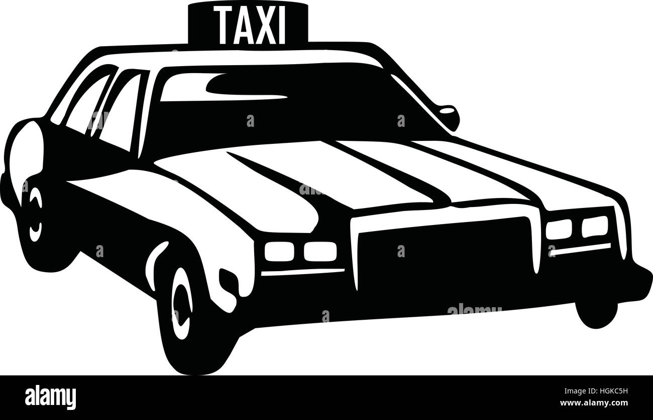 Taxi-Silhouette eines Retro-Autos Stockfoto