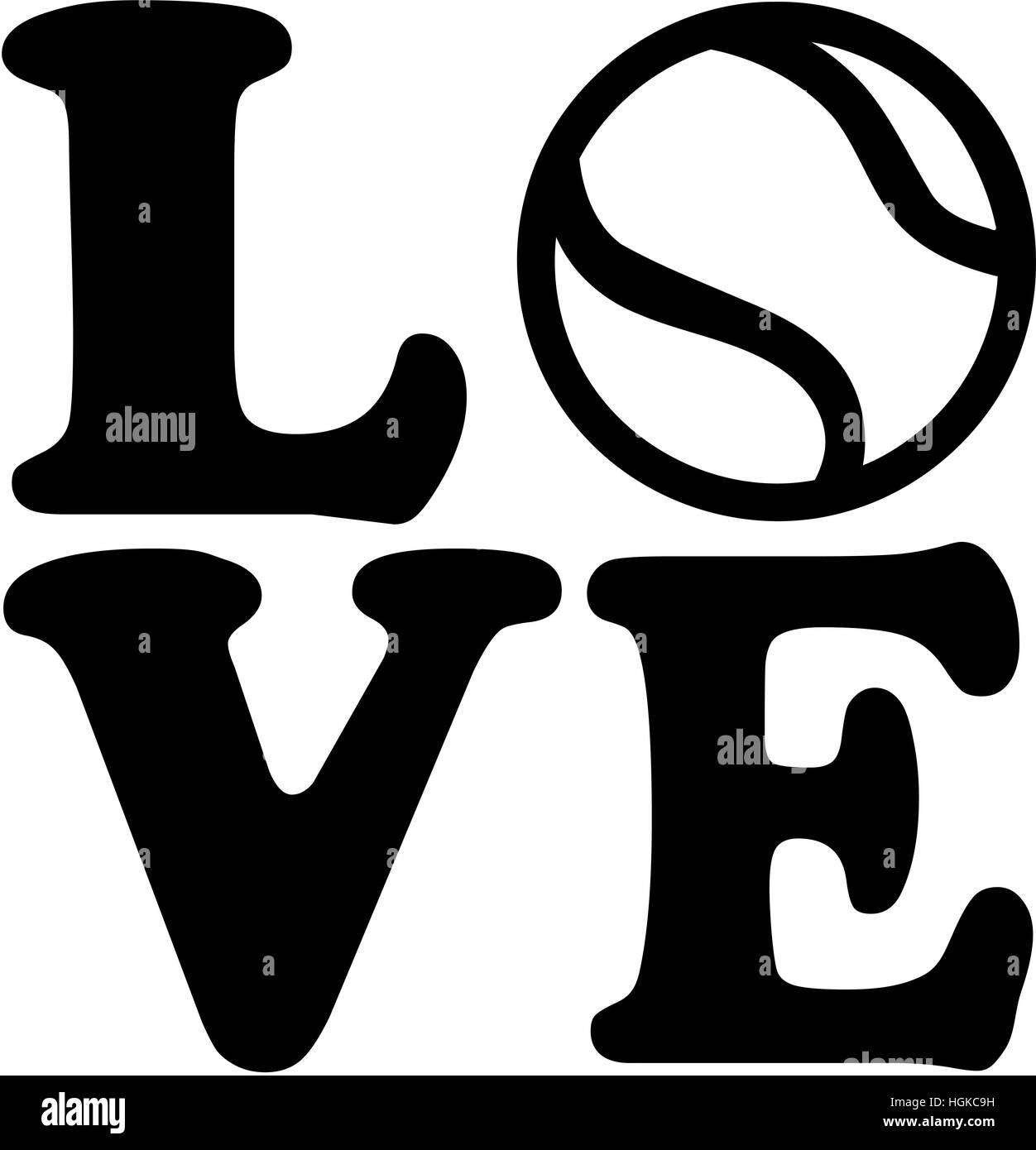 Tennis-Liebe mit Tennisball Stockfoto