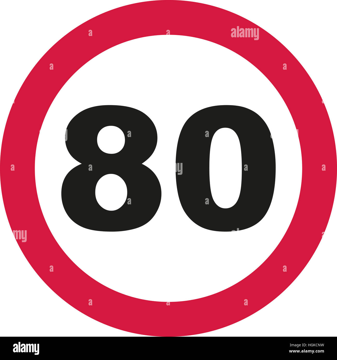 80. Geburtstag Verkehrszeichen Stockfotografie Alamy