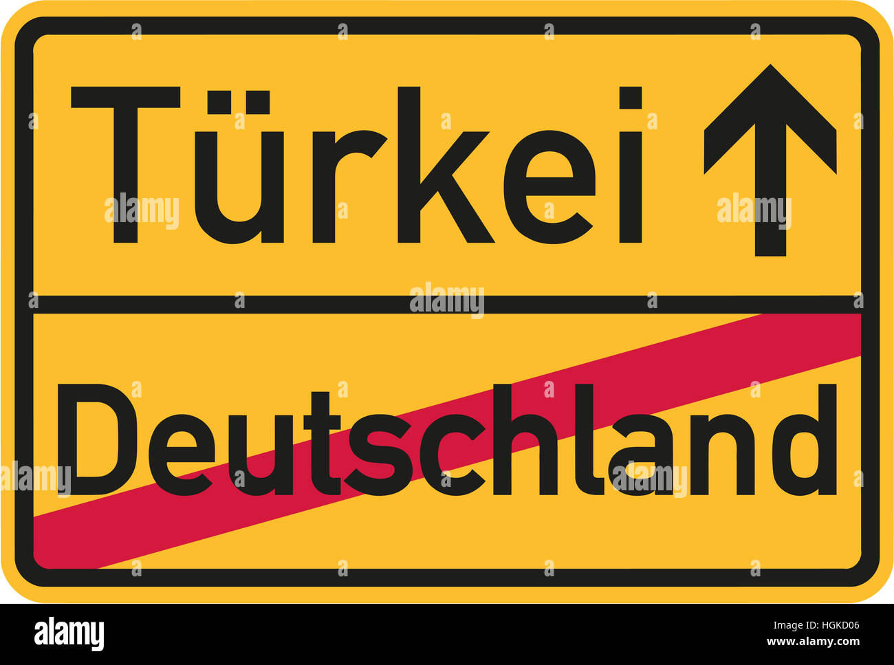 Auswanderung aus Deutschland in die Türkei - deutsche Zeichen Stockfoto