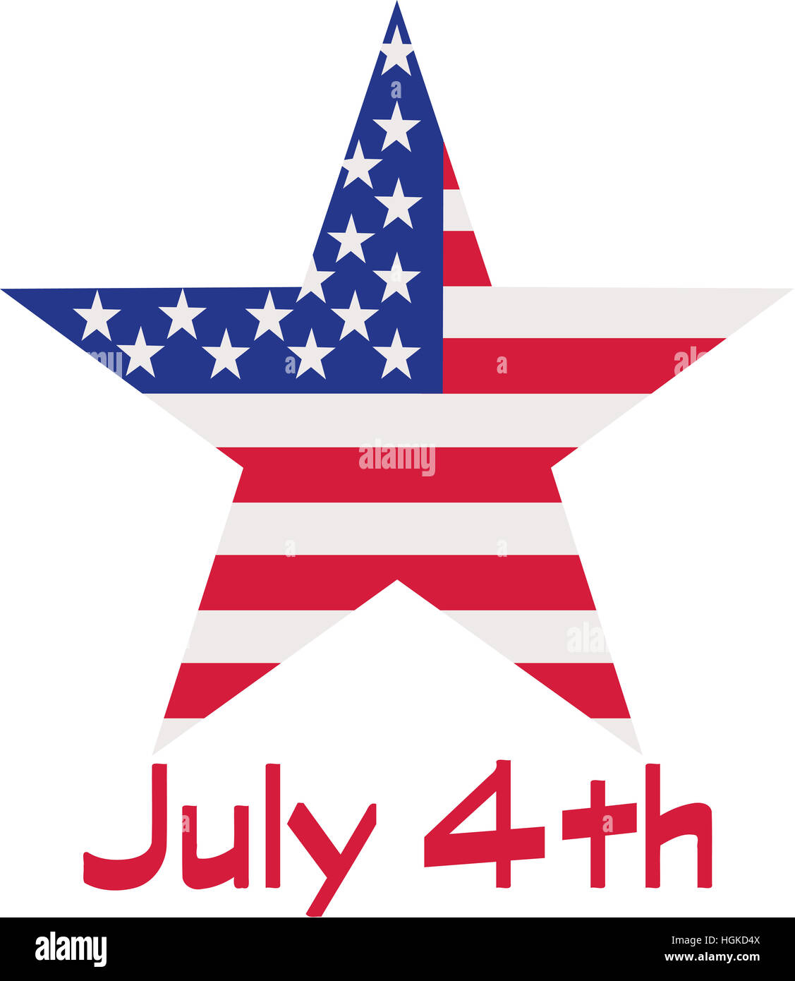 Stern mit USA-Flagge und 4. Juli Stockfoto