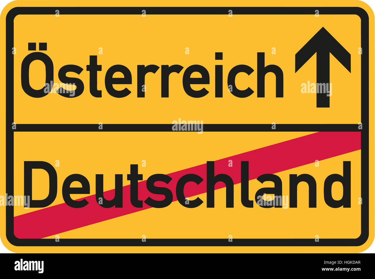 Migration von Deutschland nach Österreich - deutsche Ortstafel Stockfoto