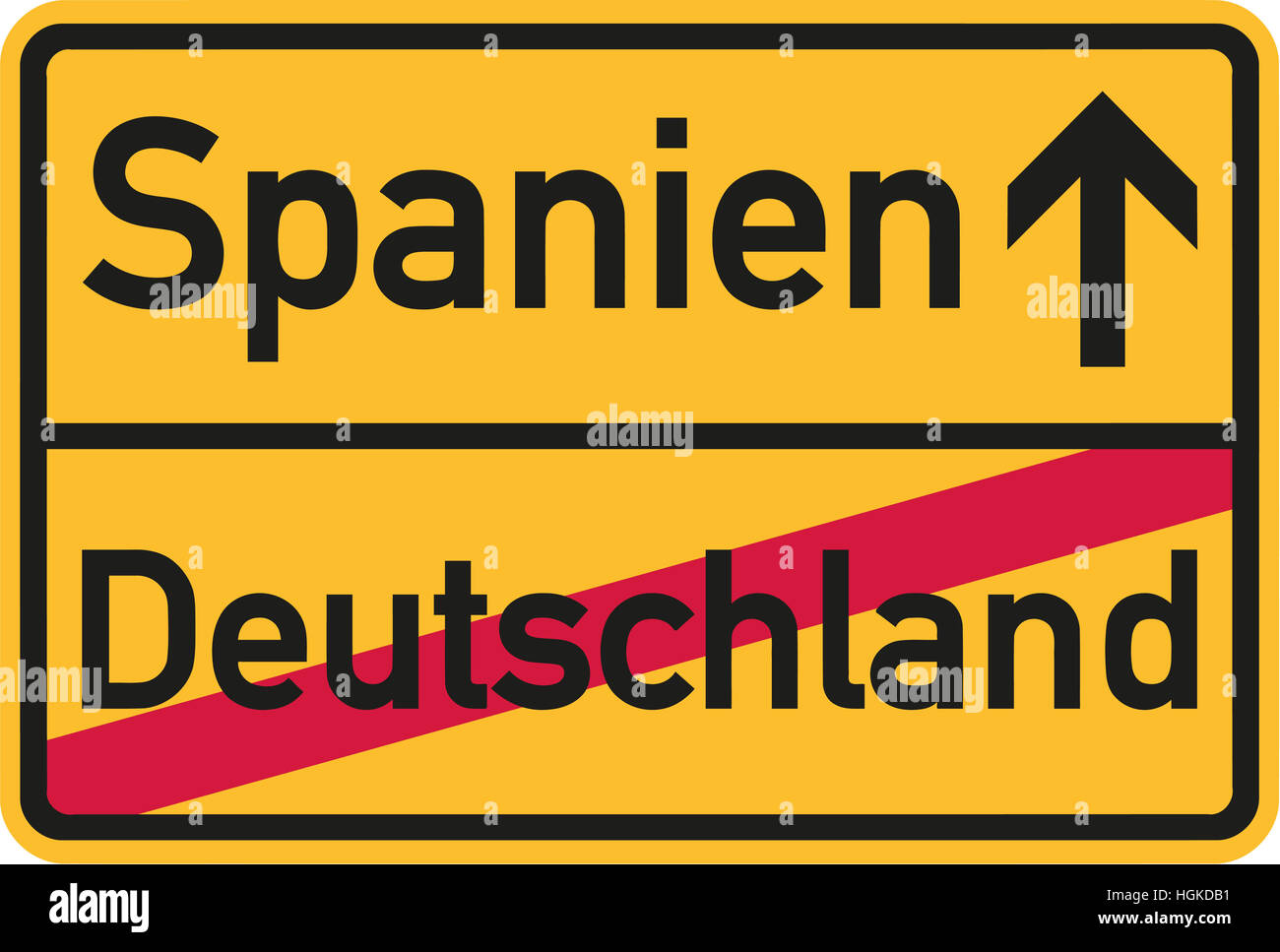 Migration von Deutschland nach Spanien - deutschen Ortstafel Stockfoto