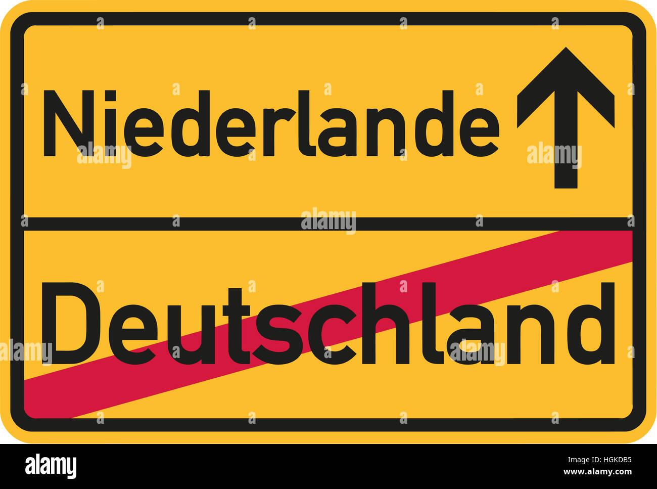 Migration aus Deutschland, Niederlande - deutsche Ortstafel Stockfoto