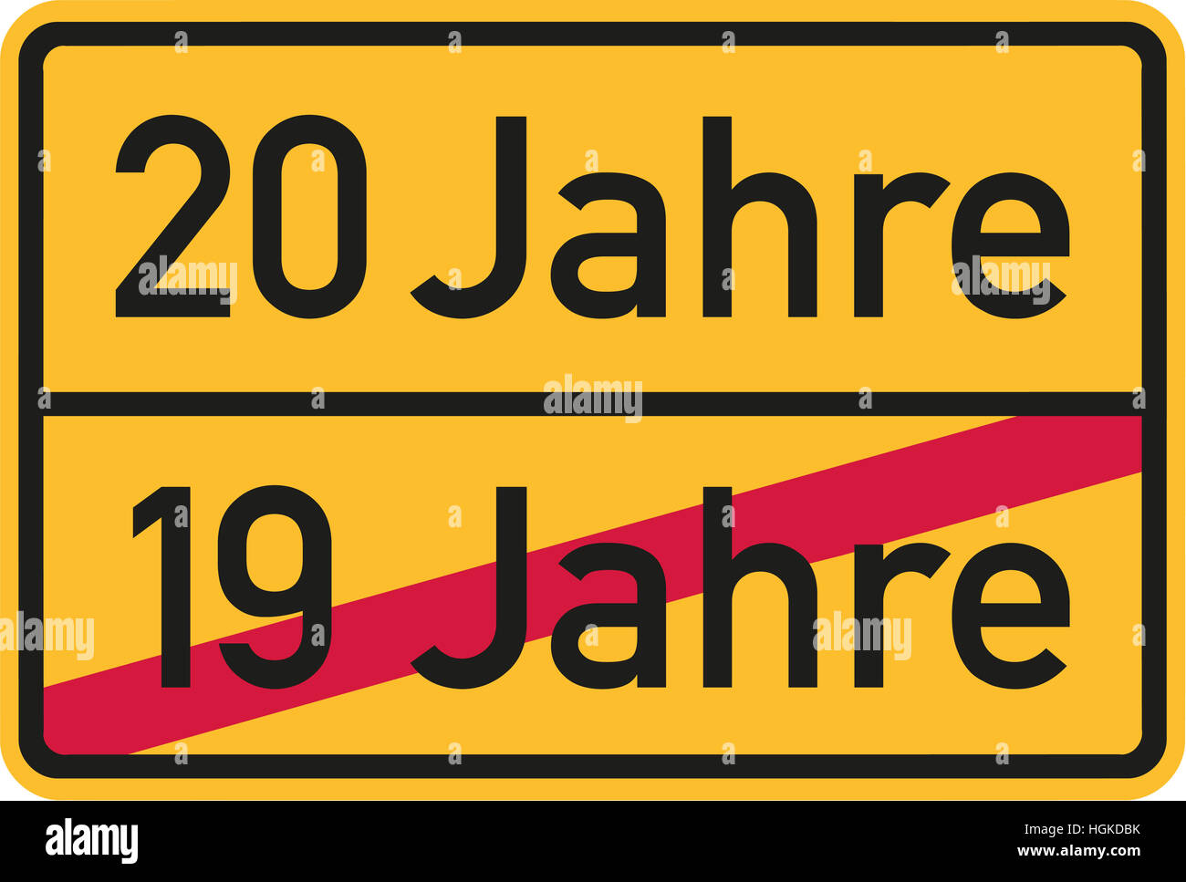 20. Geburtstag Roadsign Deutsch Stockfotografie Alamy