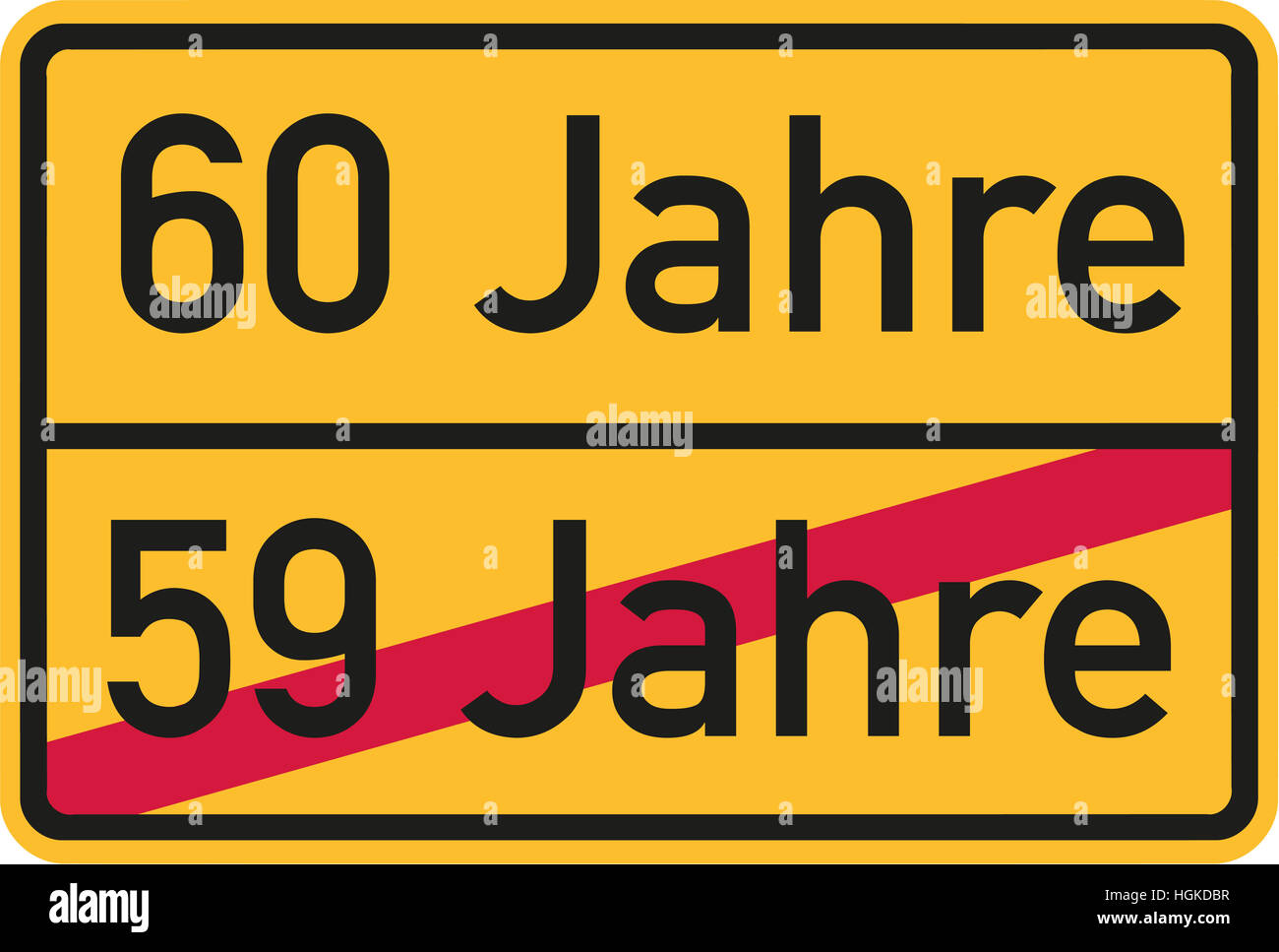 60. Geburtstag - Roadsign Deutsch Stockfoto