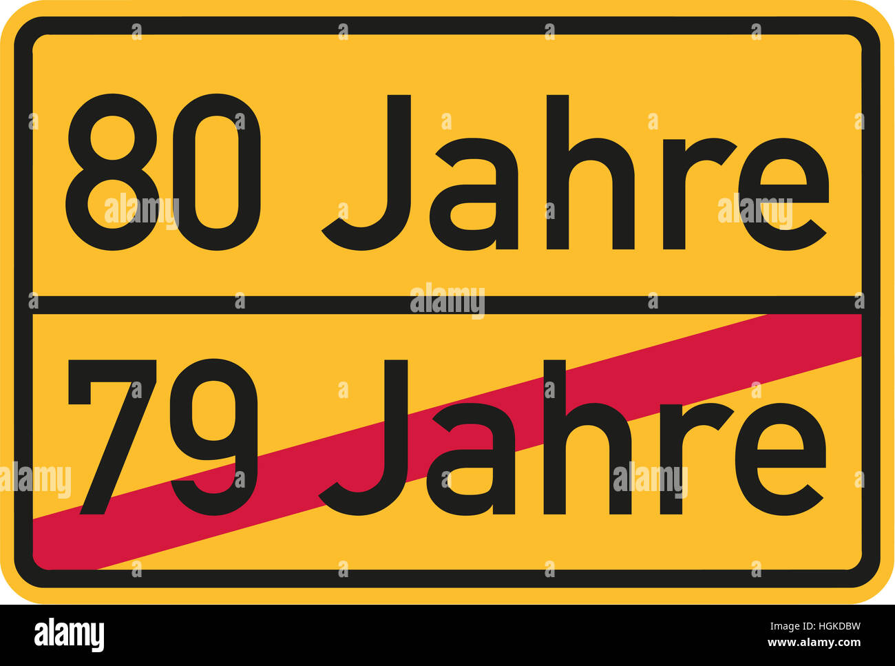 80. Geburtstag - Roadsign Deutsch Stockfoto