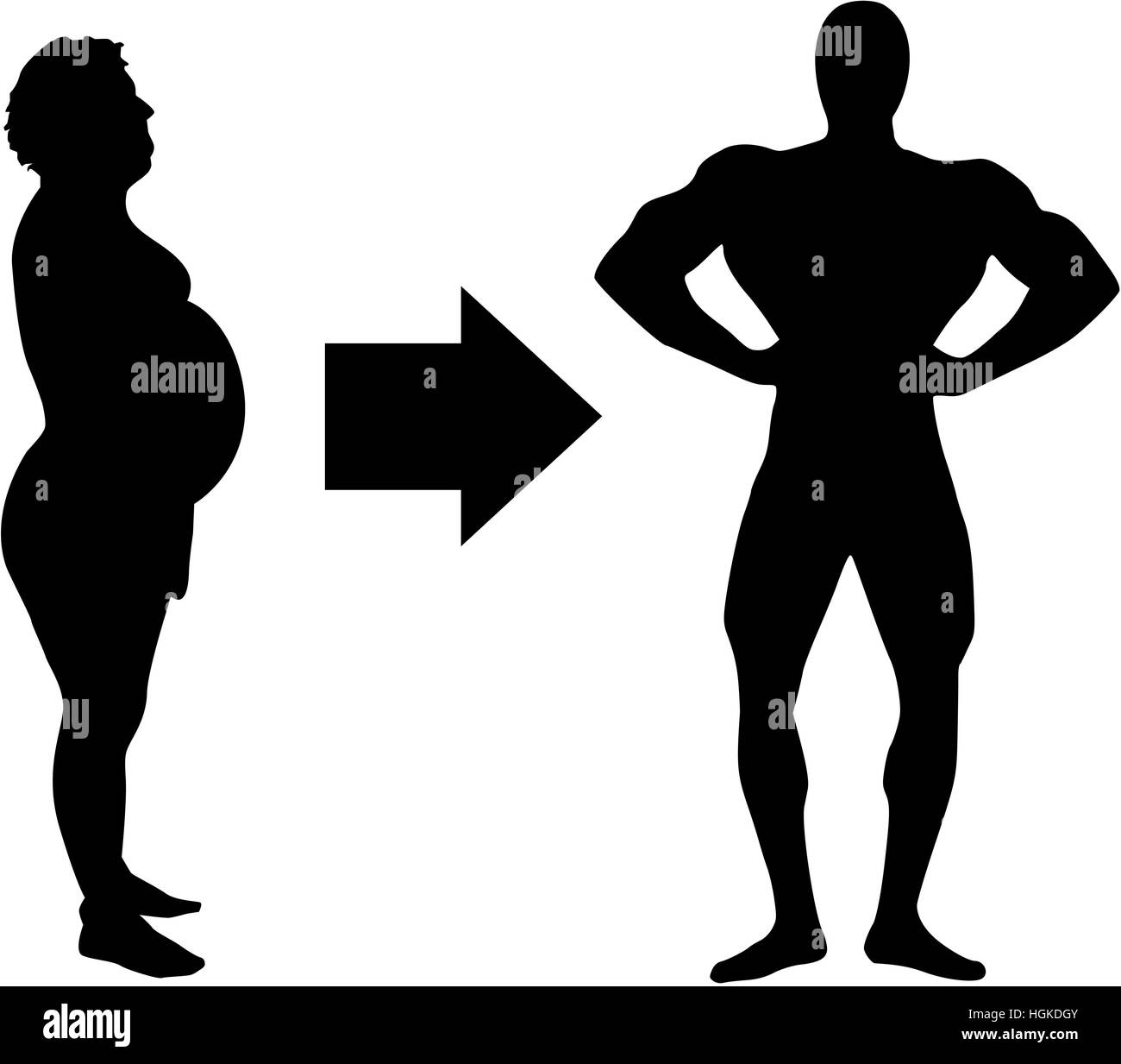 Gewichtsverlust - aus Fett zu Muskel Stockfoto