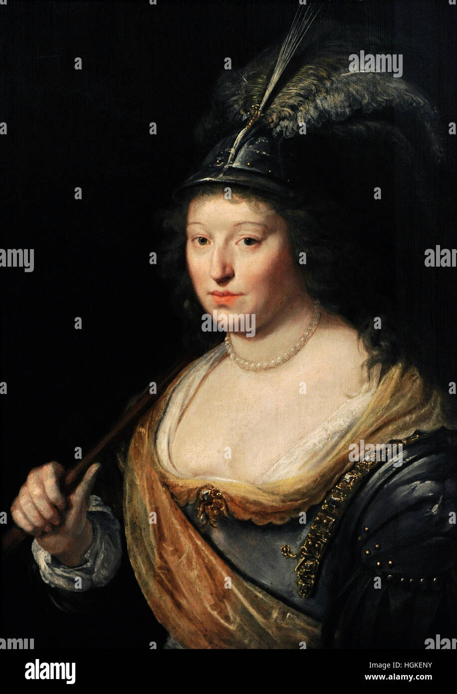Paulus Moreelse (1571-1638). Niederländischer Maler. Porträt einer Dame als Minerva. Niederlanden, die 1620s. Öl auf Holz. National Museum. Danzig. Polen. Stockfoto
