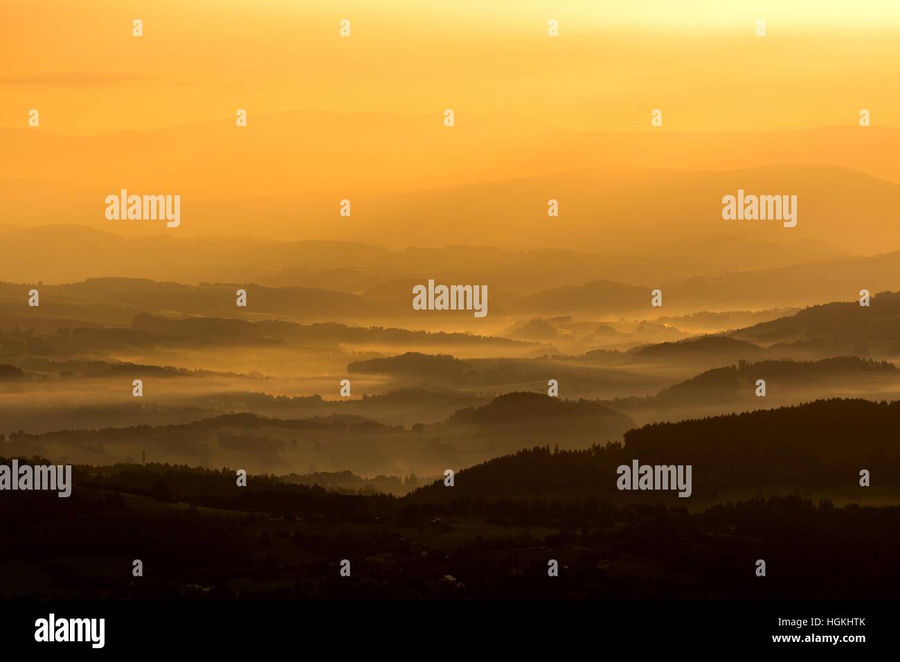 Böhmisches Paradies, Sonnenaufgang Stockfoto