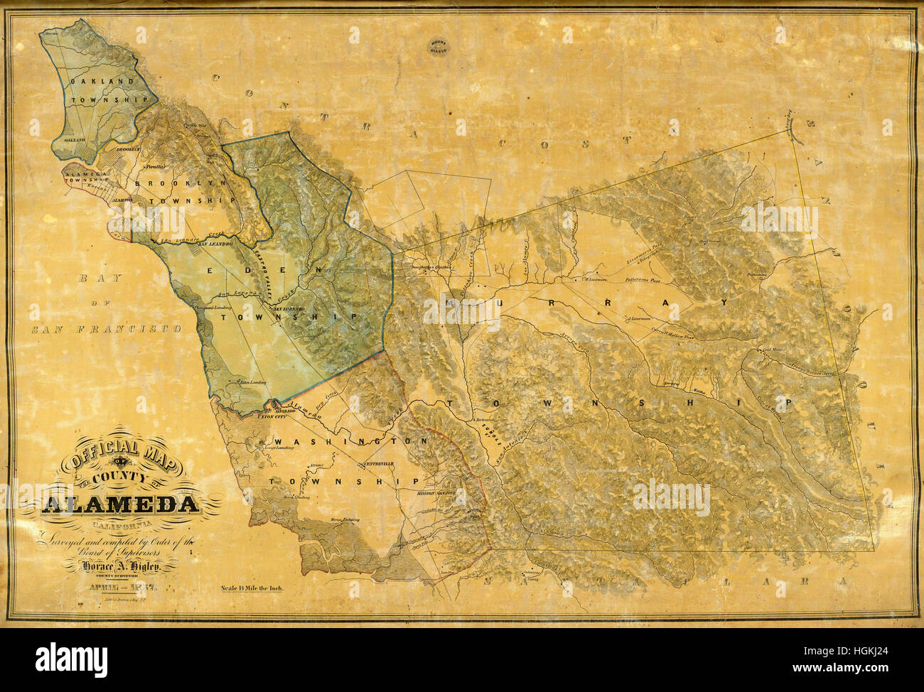 Karte von Alameda 1857 Stockfoto