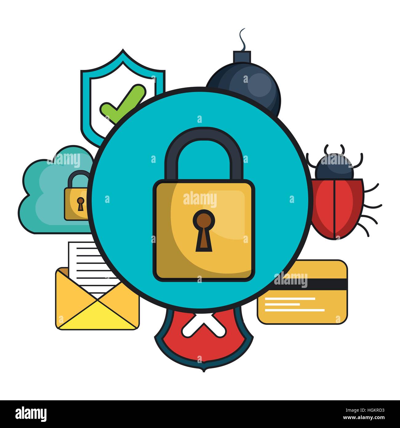 Cyber-Sicherheit System-Symbol Vektor Illustration design Stock Vektor