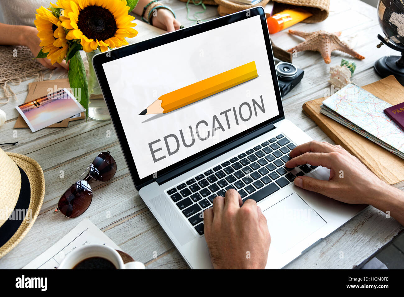 Ausbildung Bleistift Grafik lernen Online-Studienkonzept Stockfoto Ausbildung Bleistift Grafik lernen Online-Studienkonzept Stockfoto