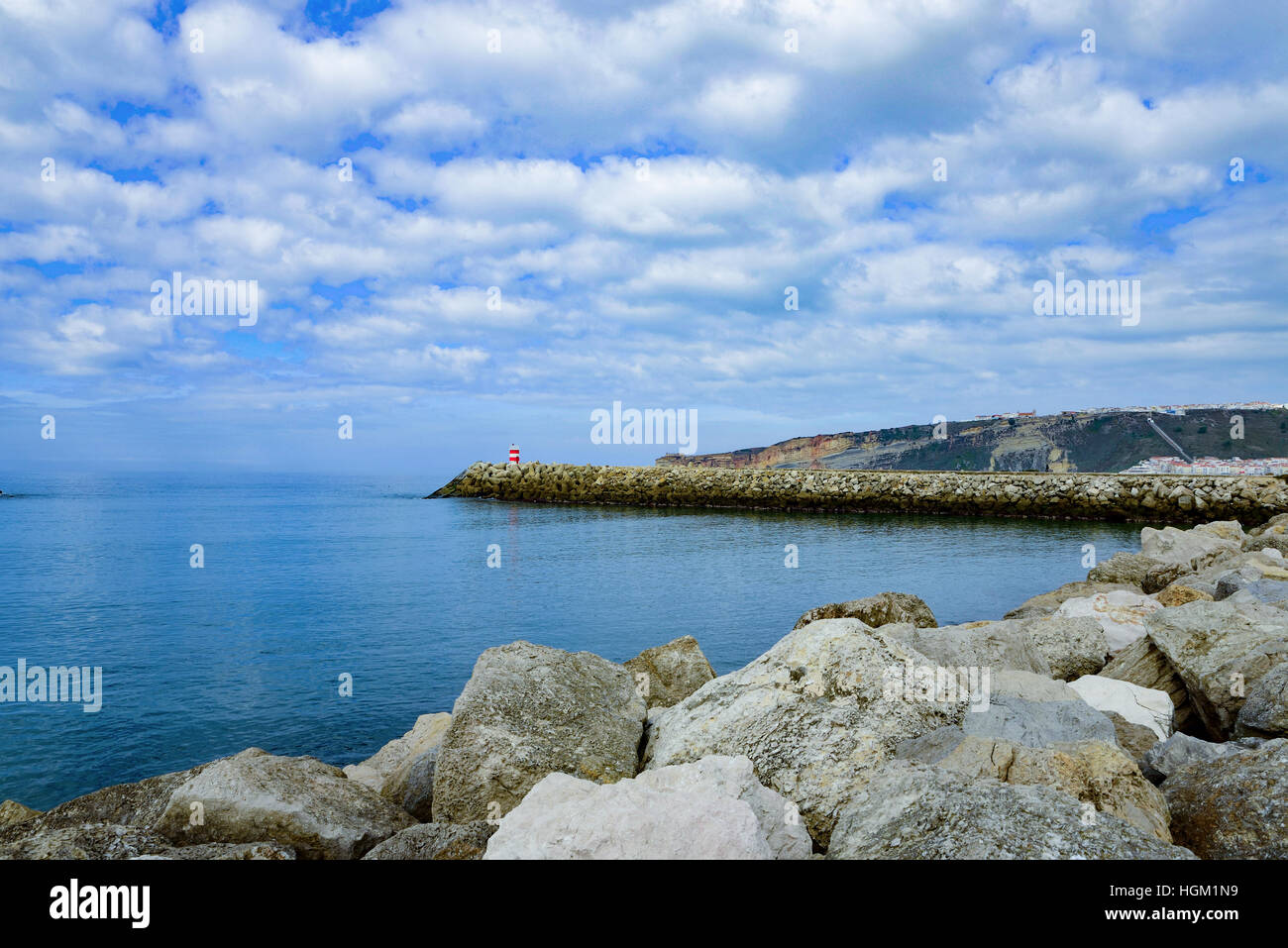 Leuchtturm, Küste, Meer, Meer Verteidigung, Nazare, portugal Stockfoto