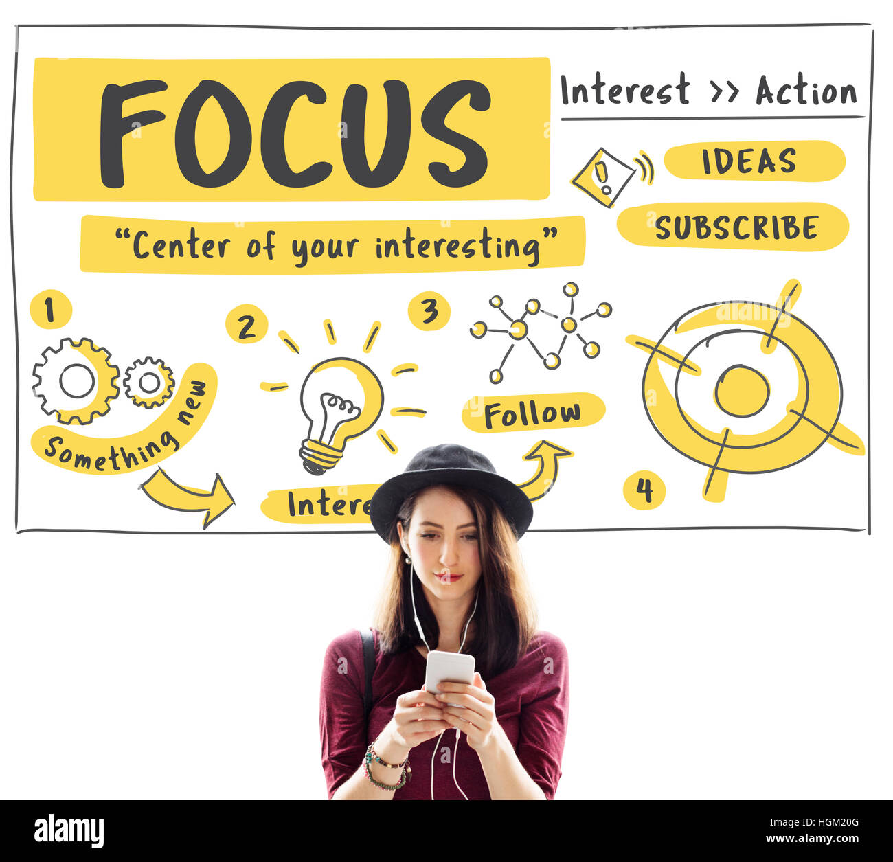 Fokus Konzentration Ziele Ziel bestimmen Konzept Stockfoto