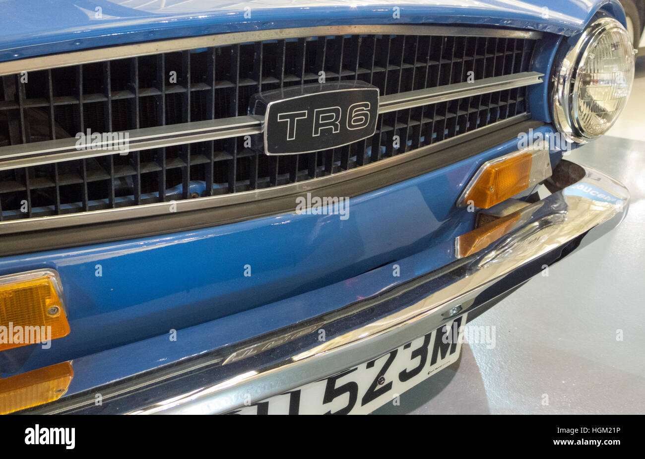 Frontgrill von einem Triumph TR6 Sportwagen, Großbritannien Stockfoto