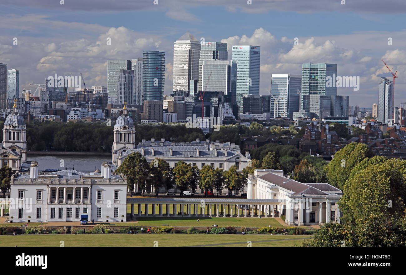 London Panorama von Greenwich, England, Vereinigtes Königreich Stockfoto