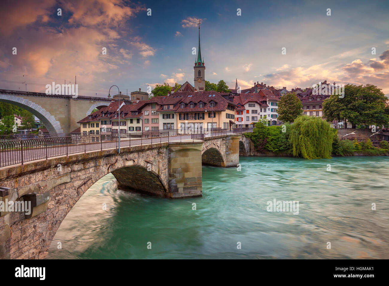 Bern. Stadtbild Bild von Bern, die Schweiz während des Sonnenuntergangs. Stockfoto